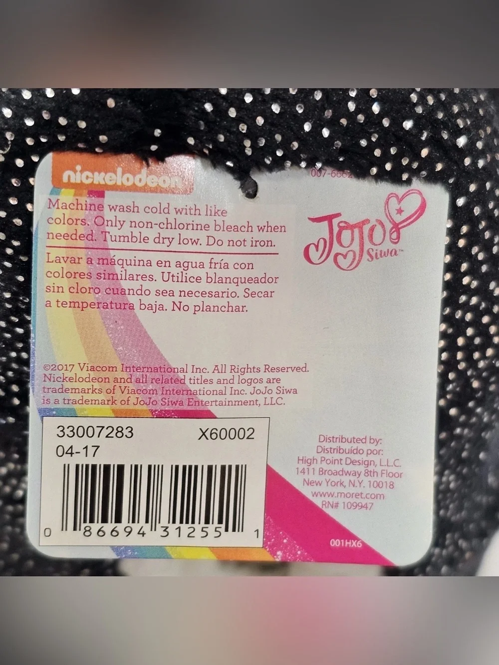 JoJo Siwa Girls Slipper Socks S M 8-13 Black Sparkle Bow Nickelodeon Cozy Fuzzy